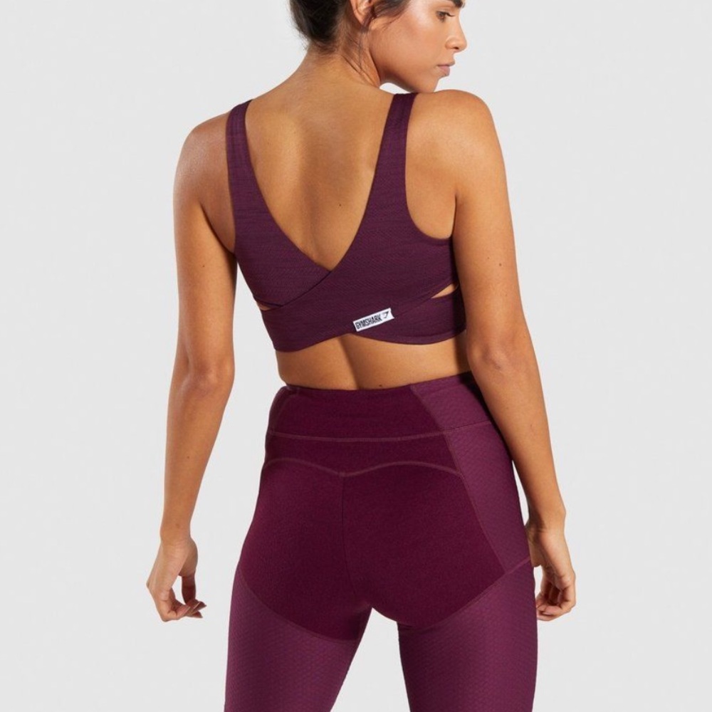 Gymshark True Texture Crossback Burgundy Plum Sports Bra